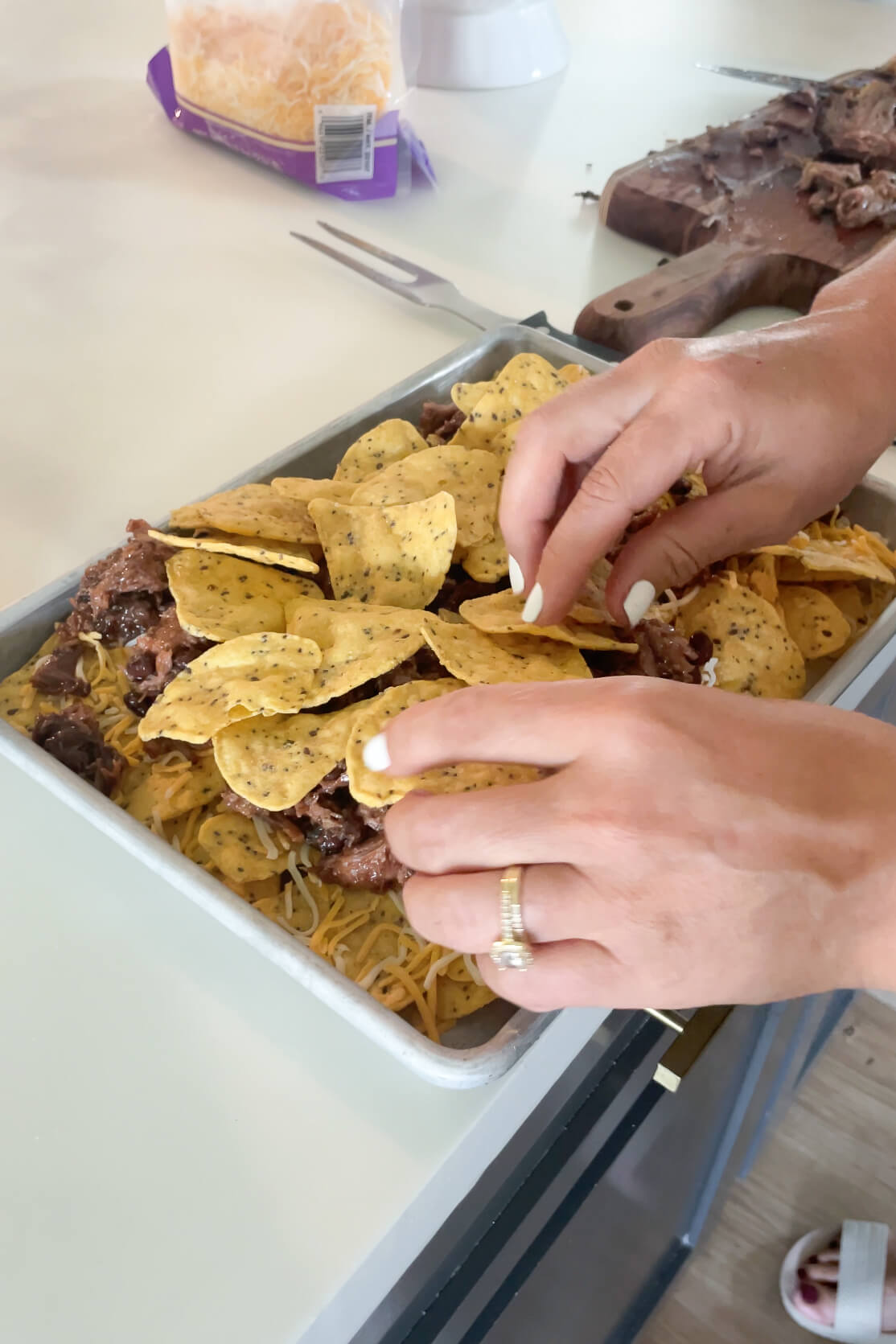 Building sheet pan nachos.